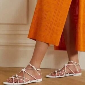 VINCE Kenna Leather Strappy Gladiator Knotted Leather Sandal Flats sz 6 US White